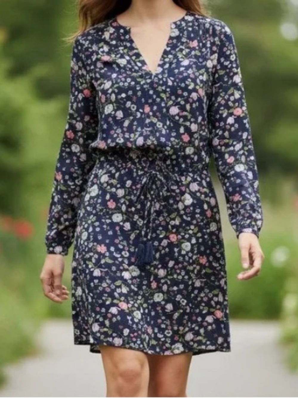 Rebecca Taylor Blackberry Floral 100% Silk Tassel Waist Dress Size 0
